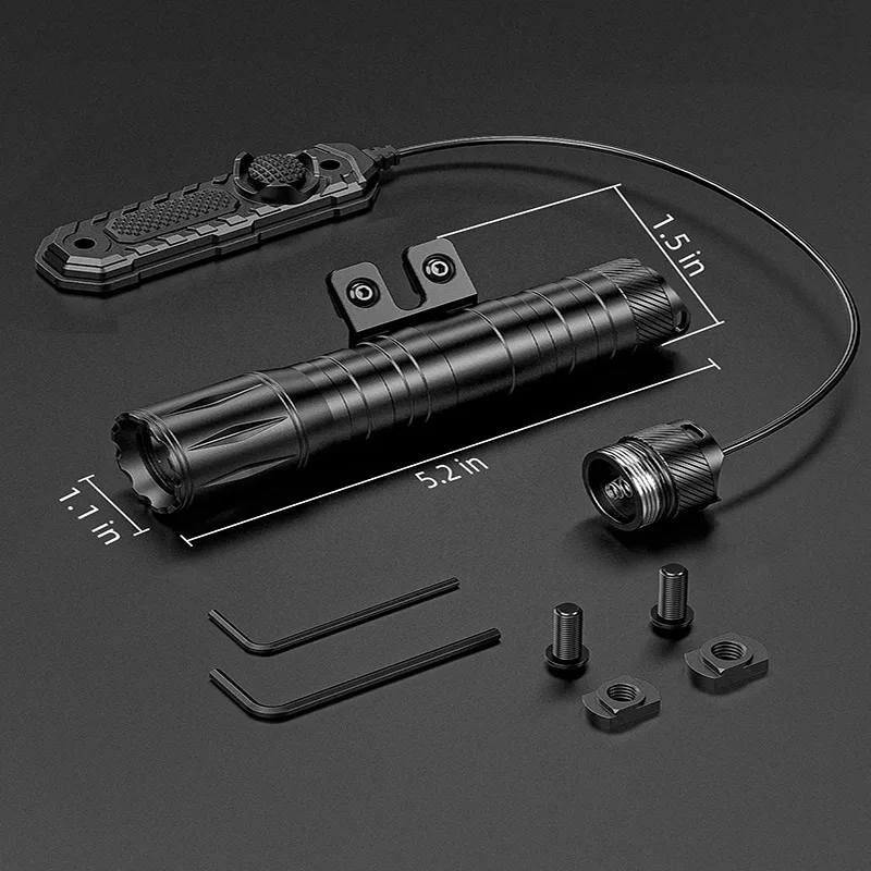 

EZshoot 1800 Lumens Flashlight LED Light Compatible with M-Rail with Pressure Switch & Strobe Mode for Hunting Outdoor