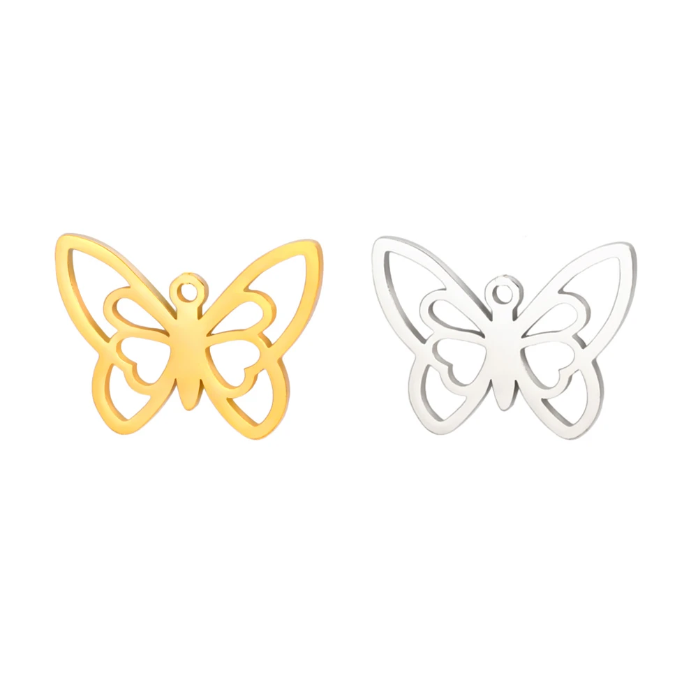 5pcs/Lot Hollowed Butterfly Charms For Jewelry Making Stainless Steel Women Necklaces Earrings Charm Pendants Diy Accessories