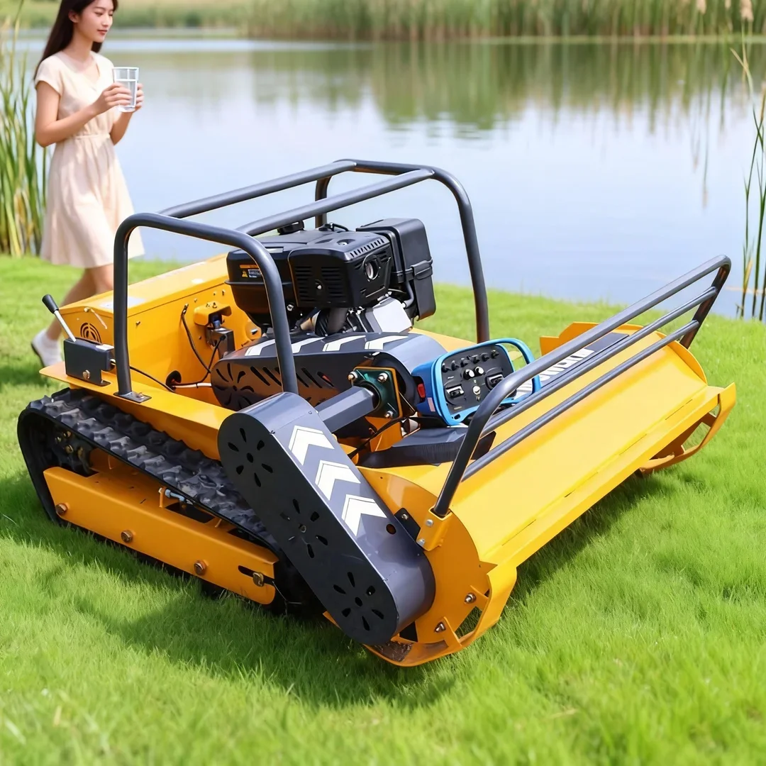 Customized All Terrain Remote Control Flail Lawn Mower - CE EPA Certified Rubber Track Grass Cutting Robot