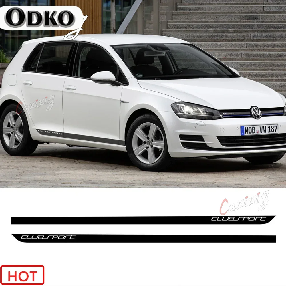 

PERFORMANCE Sport Stripes Car Door Side Skirt Sticker Carbon Fiber Clubsport Body Vinyl Decal For Volkswagen Golf 7 MK7