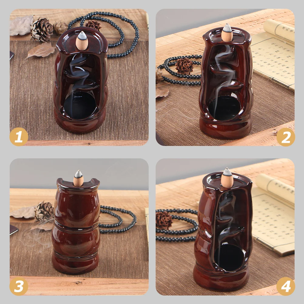 

Ceramic Incense Burner Backflow Waterfall Cone Holder Compact Classic Incense Burner for Home Office Temple