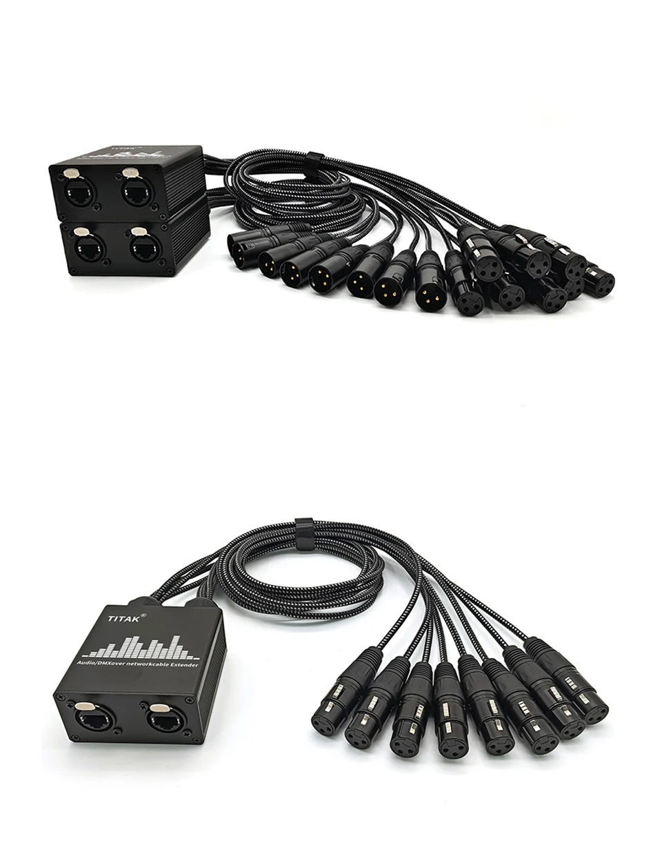 RJ45 zu 8-Kanal-XLR-Audio-Extender, abgeschirmter Netzwerk-Signalverstärker für Live-Bühnen-Sound, Beleuchtung und Aufnahmestudio – Detail 2