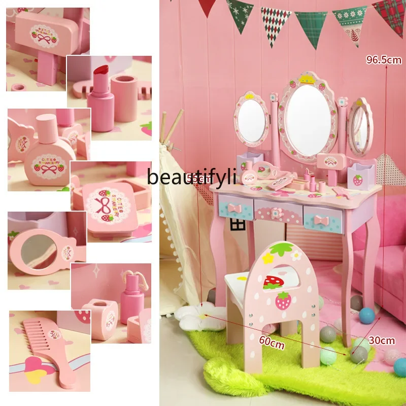 Crianças bebê cômoda menina princesa playhouse brinquedo mesa de maquiagem simulação boneca casa conjunto