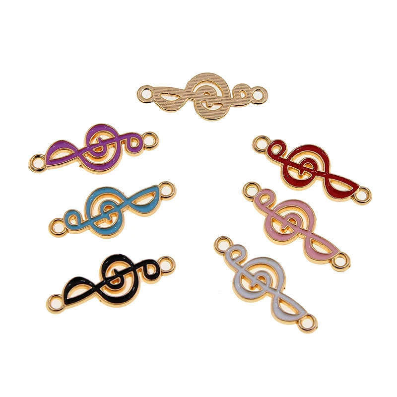 50pcs Double lifting holes Musical Note Charms Enamel Alloy Charms Mix Colors for DIY Handmade Metal Charm Pendants Jewelry