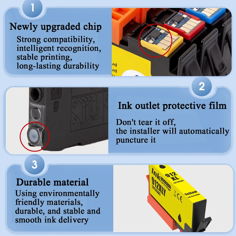 912xl Full Cartridge with chip for HP912 OfficeJet 8010 8012 8013 8014 8015 8017 8018 8020 8022 8023 8024 8025 8026 8028 8035
