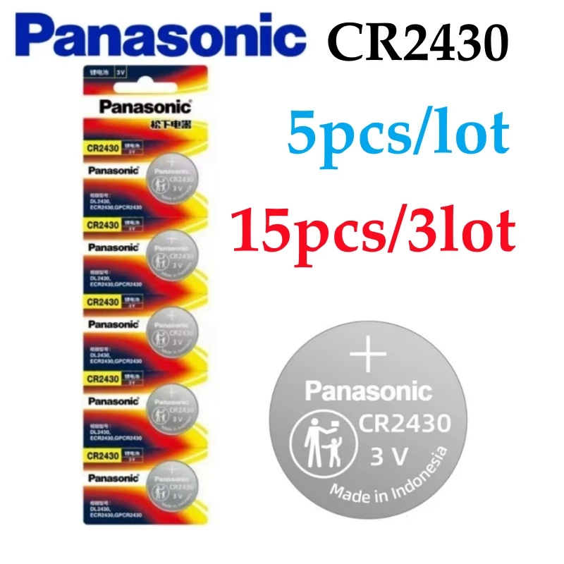 15pcs Original Panasonic CR2430 Watch Buttom Battery DL2430 ECR2430 GPCR2430 CR 2430 3V Lithium Coin Cell Batteries