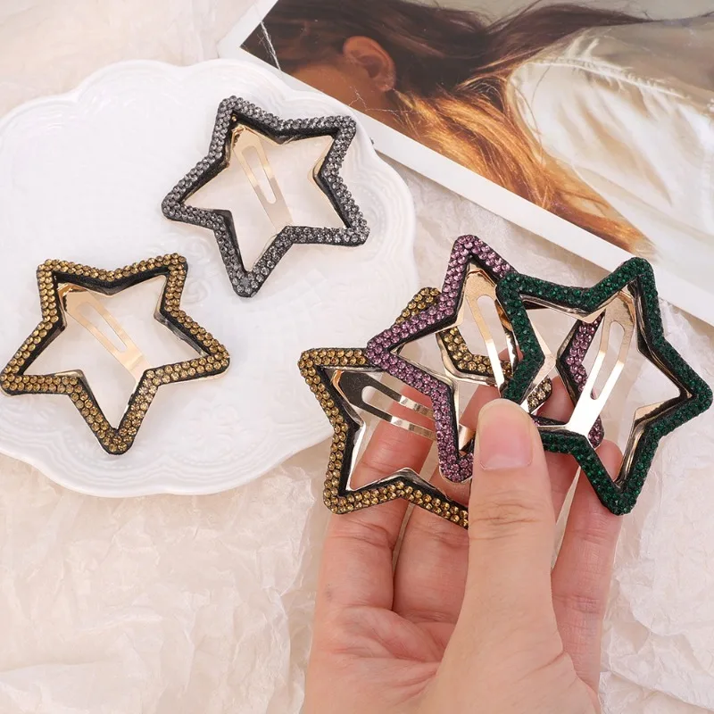 Shiny Rhinestone Star Hairpins Women Girls Fashion Sweet Hair Clips Daily Dating Hair Clips Elegant Hair Accessories Party Gifts