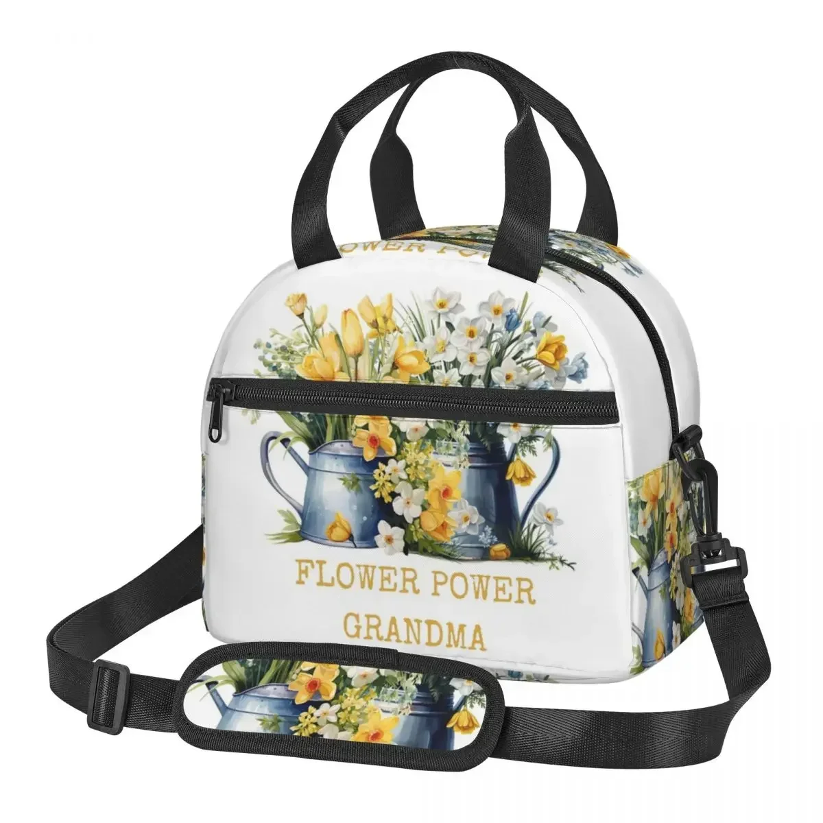 

Flower Power Grandma Lunch Bags Insulated Bento Box Portable Lunch Tote Picnic Bags Cooler Bag for Woman Kids
