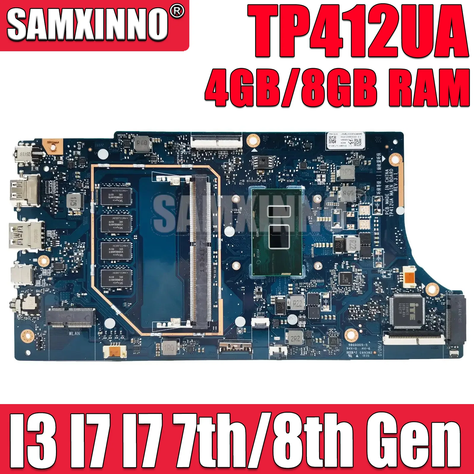 TP412UA Mainboard For ASUS Vivobook Flip 14 TP412U TP412UAF TP412 Laptop Motherboard With I3 I5 I7 CPU 4GB/8GB RAM Tested Work