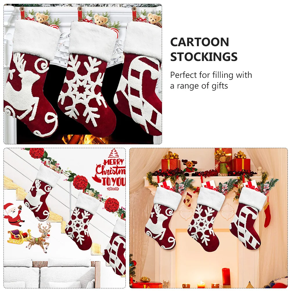 

1pc Christmas Socks Decor Cartoon Pattern Gift Stocking Hanging Pendant For Holiday Party Xmas Hanging Stockings Decorative