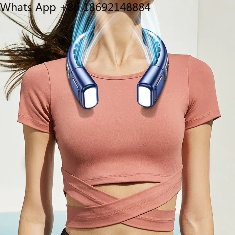 Ice Porcelain Cooling Portable Neck Fan for Intelligent Silent Outdoor Sports Rechargeable Large Wind Bladeless Small Digital
