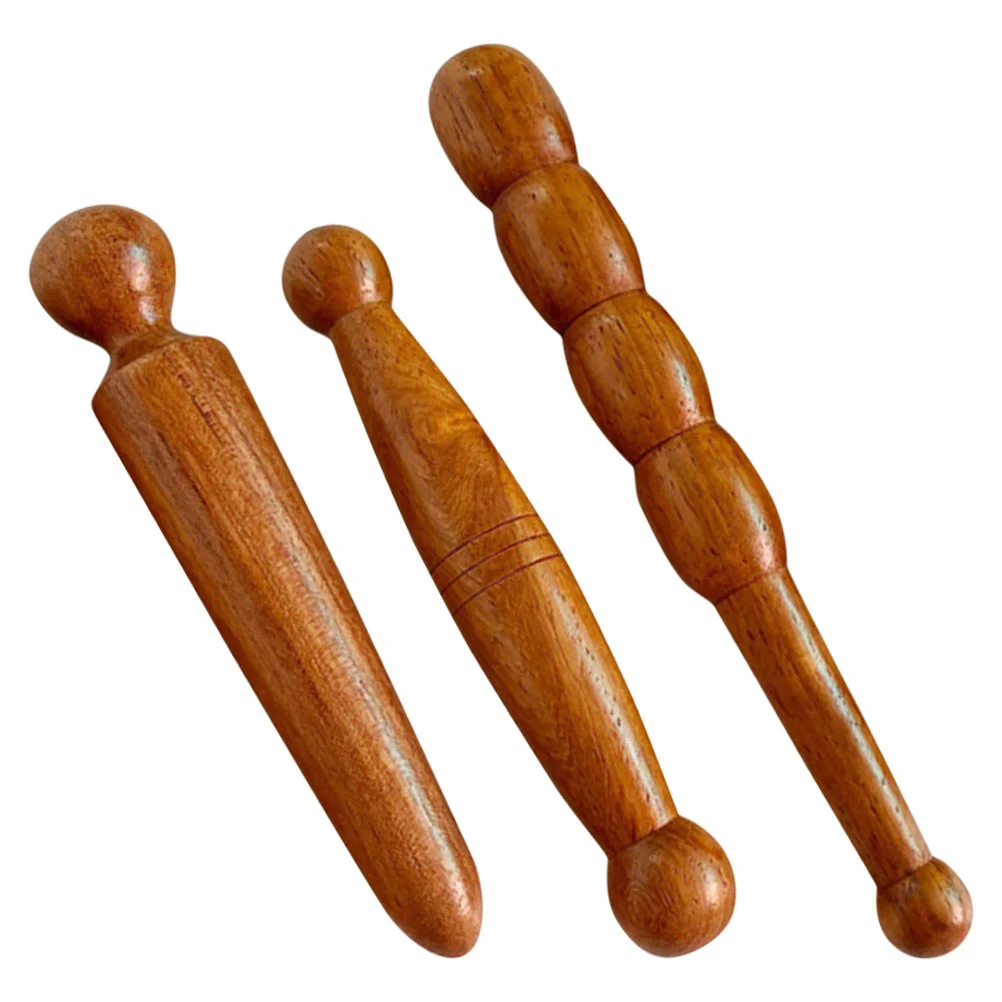 

3 Pcs Foot Massage Stick Acupressure Pen Wooden Fragrant Massgae Sticks Red Pear Reflexology Tools Massager