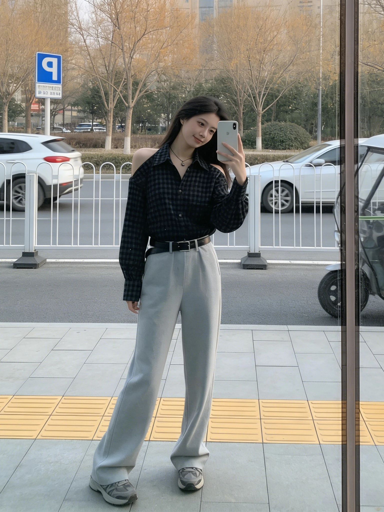 

Свободная женская рубашка в клетку с длинным рукавом, весна-осень 2026, новый стиль, с открытой спиной, струящаяся, повседневная, из смесового хлопка и полиэстера