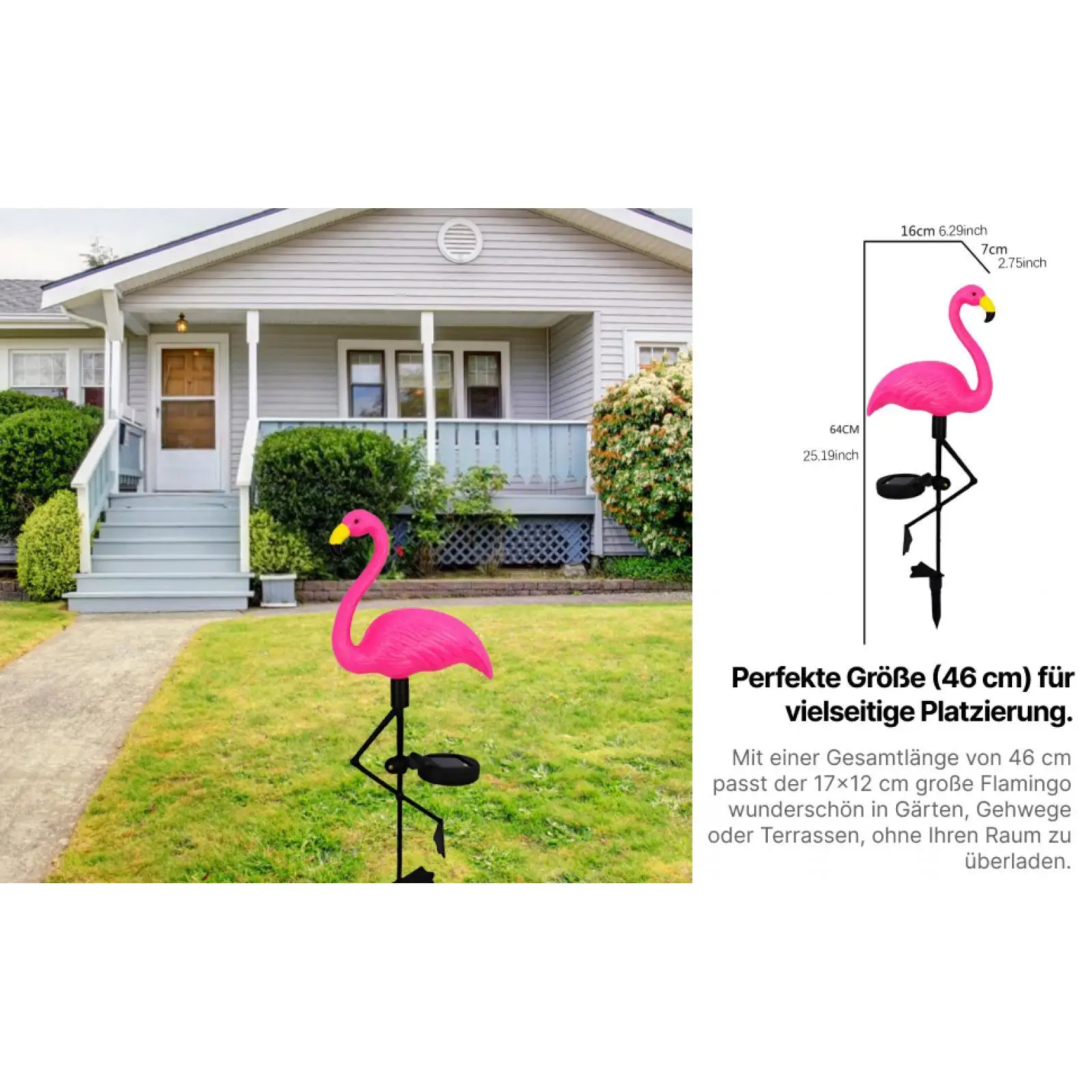 Extérieur, lumières solaires flamant rose, cour arrière-cour Patio décoratif