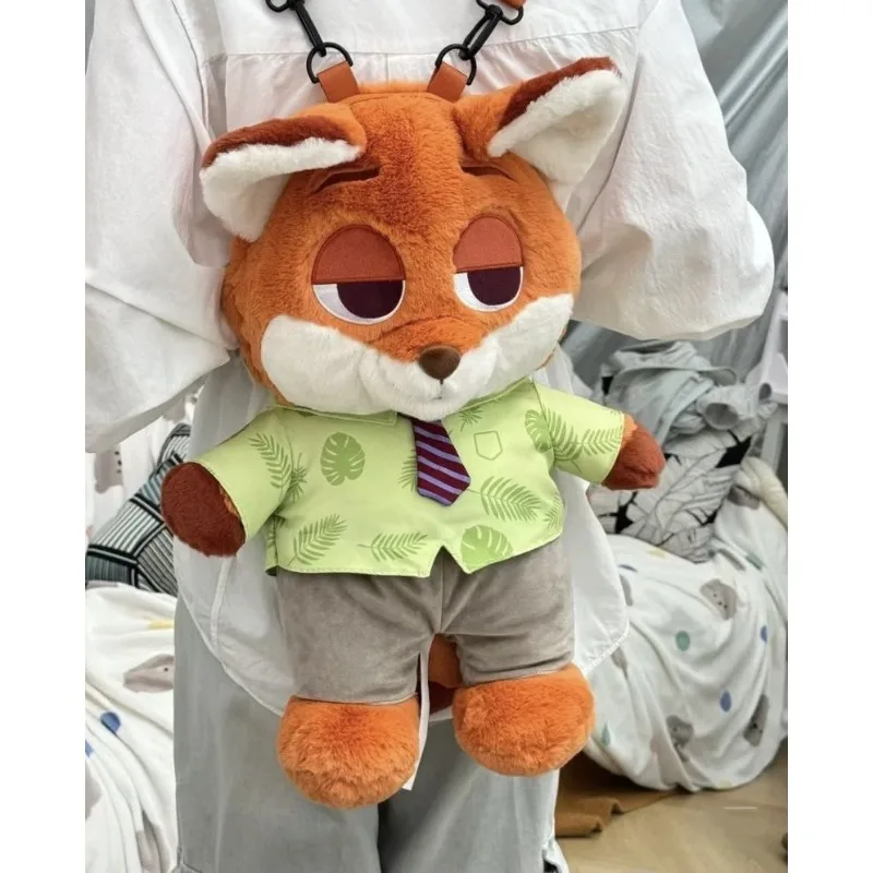 حقيبة ظهر ديزني زوتوبيا ذات سعة كبيرة جودي نيك حقيبة كتف موضة أنيمي لطيف المرأة حقيبة ظهر قطيفة طالب المدرسة Gif