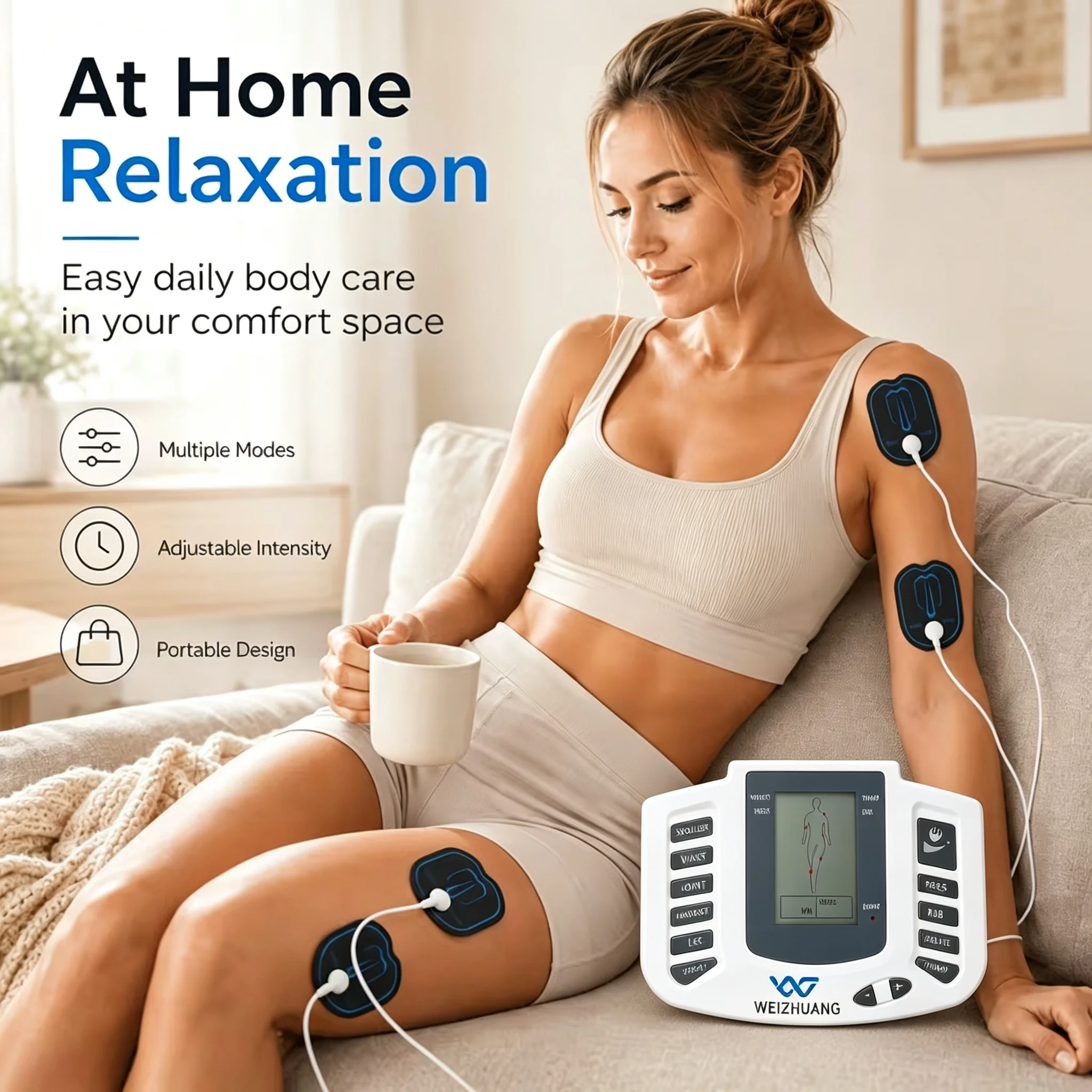 Digital Electronic Portable Massager with Multiple Modes, Equipped with 8 Massage Pads for Back, Waist, Knees, Shoulders, Arms, and Legs, and Features a Stylish Digital Display The Ideal Gift for Athletes, Seniors, and Office Workers.