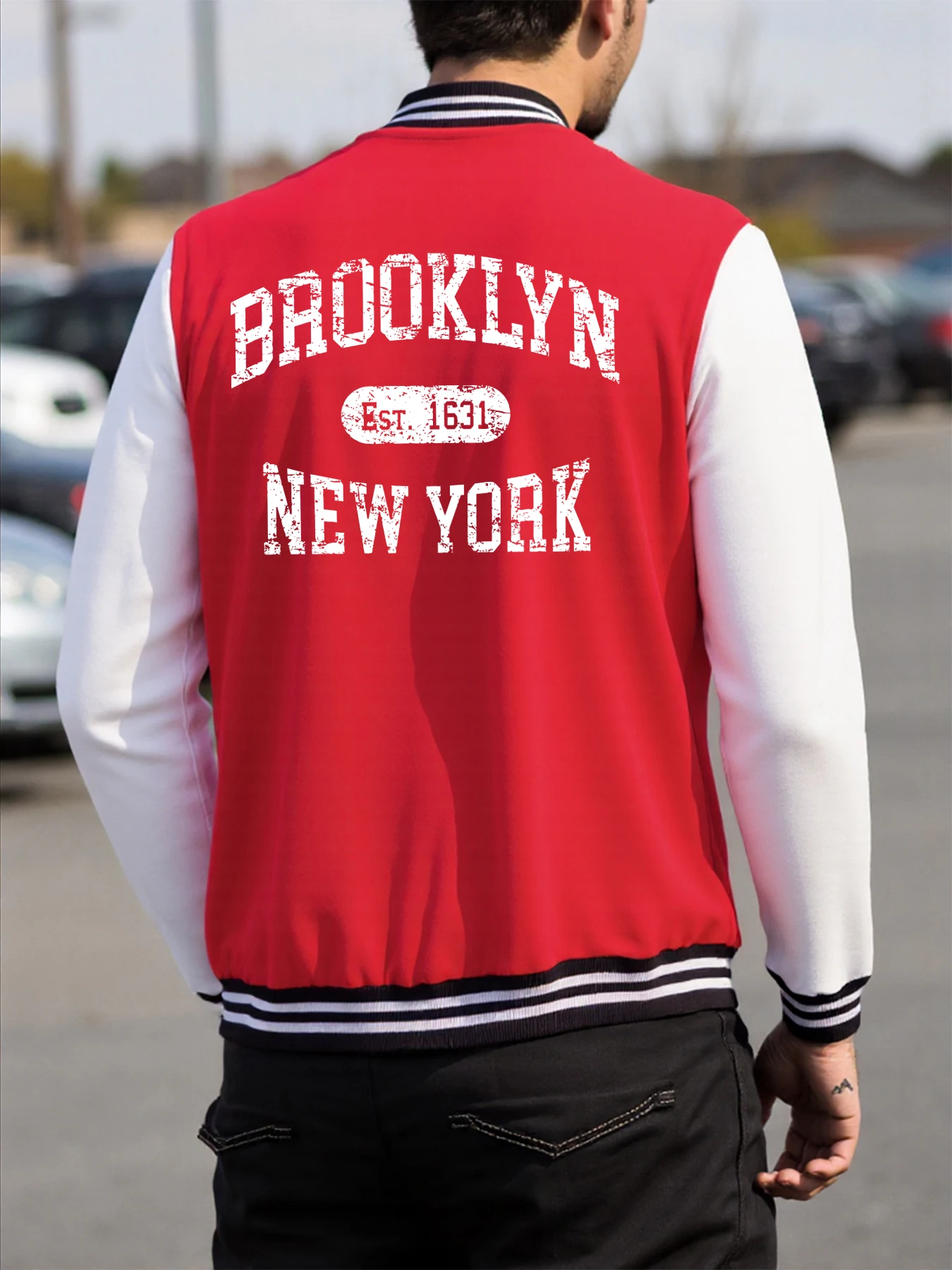 

Brooklyn Est 1631 New York Print Men Jacket Vintage Loose Streetwear Hip Hop Pocket Clothes Basics Pullover Jackets Retro Casual