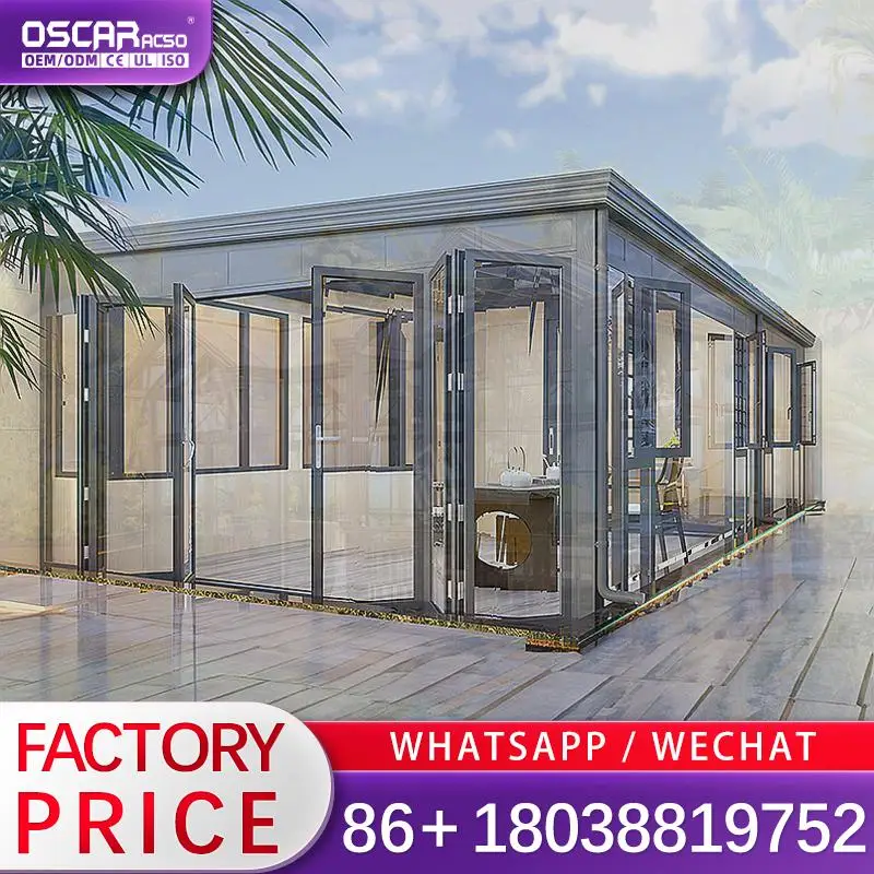Patio Yard Solarium and Free Standing Sunroom with Aluminum Louver Roof for Backyard Garden Balcony sunroom