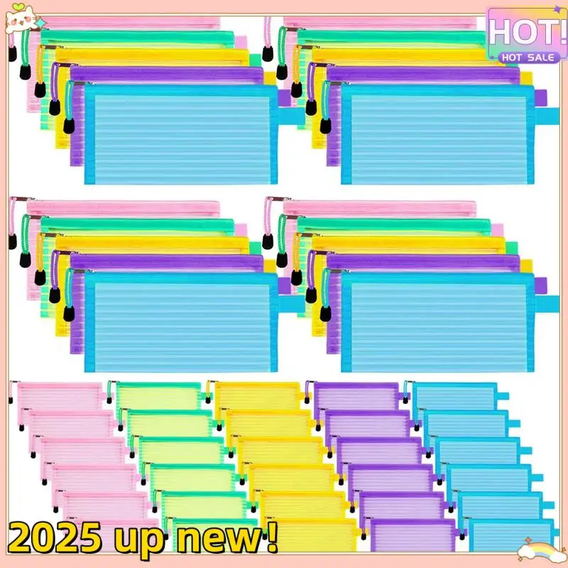 

50 Piece School Supplies Zipper Mesh Pouch Pencil Pen Case Pencil Storage Pouches Bulk Pencil Bag Multipurpose Travel Bags