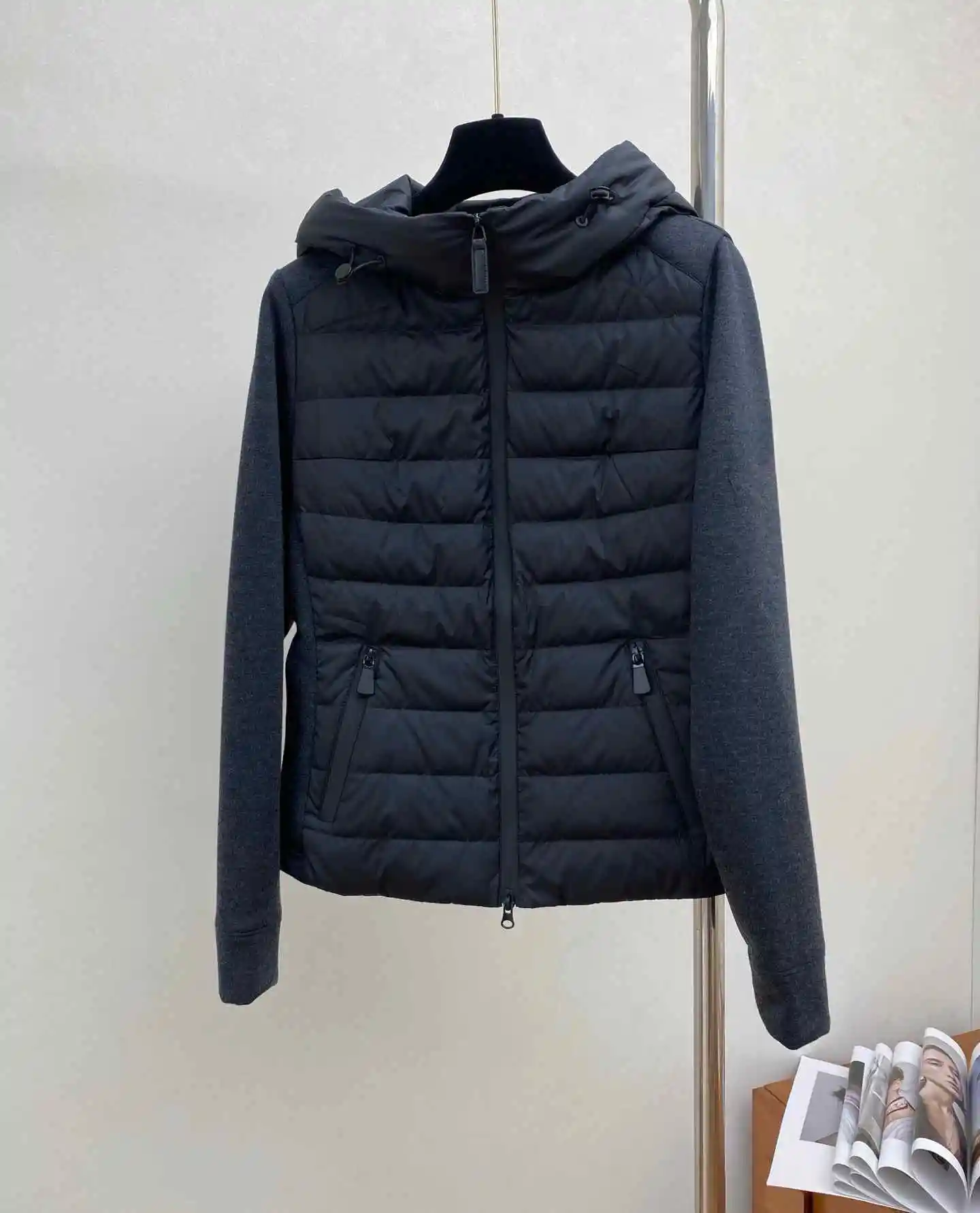 سترة شتوية نسائية بغطاء للرأس وأكمام مقسمة، ريش أوزة أبيض مضاد للتسرب 250T، معطف سترة دافئ #3