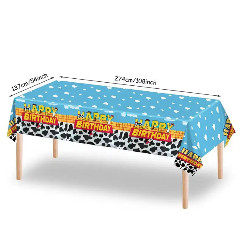 Toy Story Theme Disposable Party Supplies Tablecloth Plates Cups Napkins Cartoon Character Tableware Set For Birthday Parties