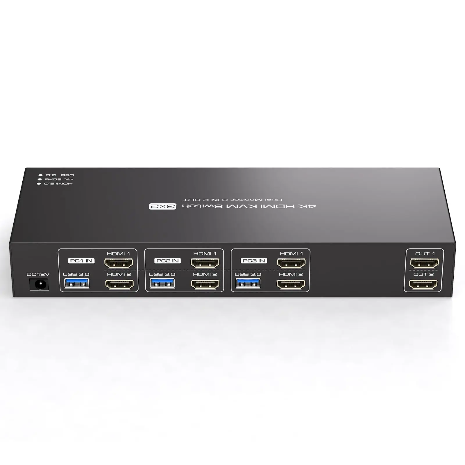 HDMI KVM Switch 2 Monitors 3 Computers,4K@60Hz USB 3.0 KVM Switches Dual Monitor 3 Ports for Triple PC Share Keyboard Mouse NEW