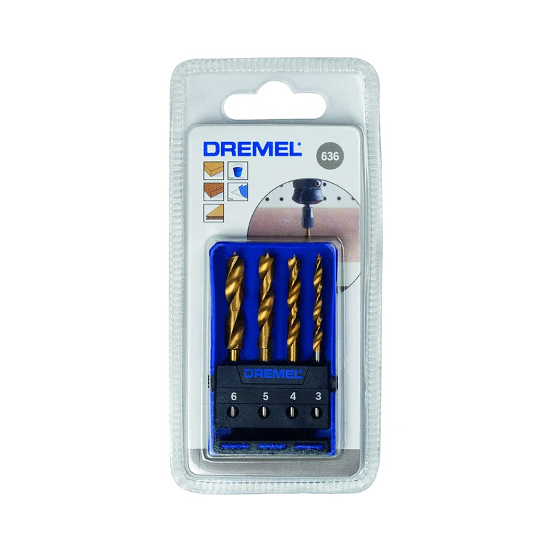 Dremel 636 Twisted Drill Bits 3-6Mm Titanium Coated Woodworking Drilling Tools Suitable for Dremel 3000 4000 8220 Rotary Tools