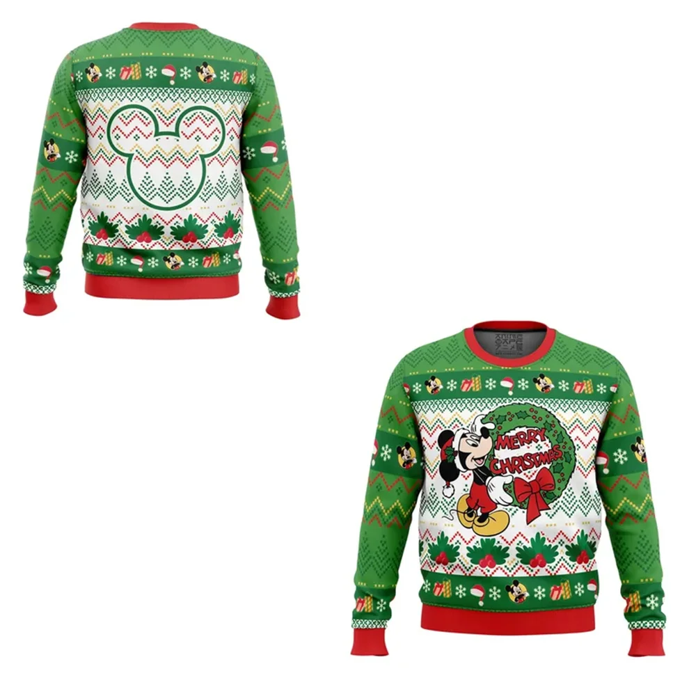 Feliz Navidad Mickey Mouse Disney feo suéter de Navidad regalo Santa Claus pulóver hombres 3D Otoño Invierno sudadera 2025