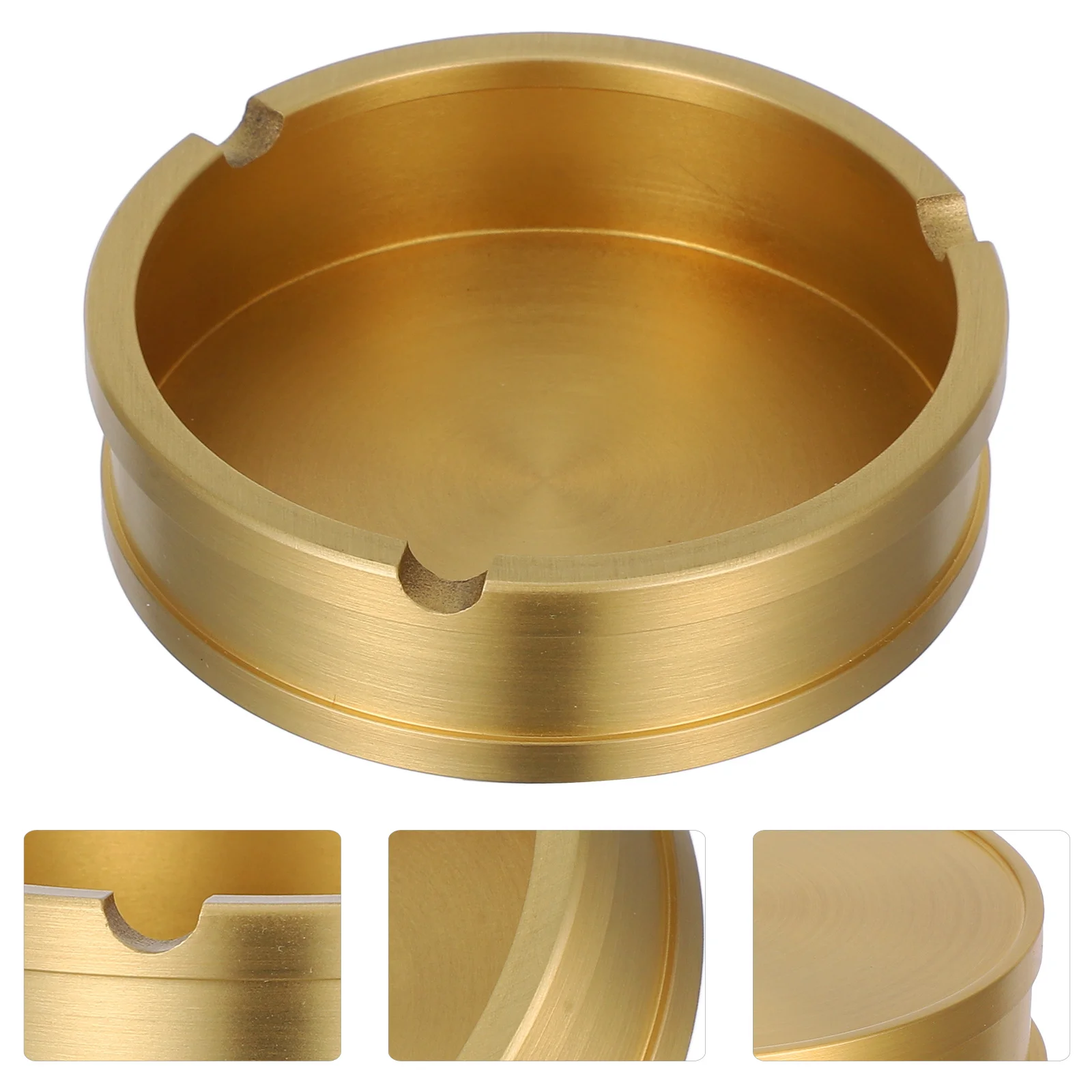 

Brass Ashtray Vintage Round Ash Holder Metal Tabletop Home Office Patio Decor Cigarette Butt Container Space-Saving
