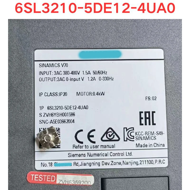 Uso 6SL3210-5DE12-4UA0 servocontrolador función comprobar OK