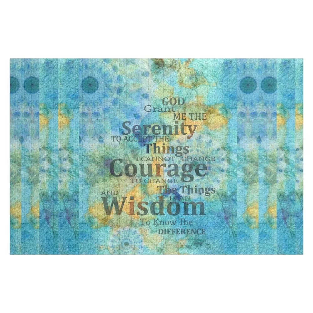 Colorful Blue Mandala Serenity Prayer Art Jigsaw Puzzle Personalized Kids Gifts Custom Gift Wood Name Picture Puzzle