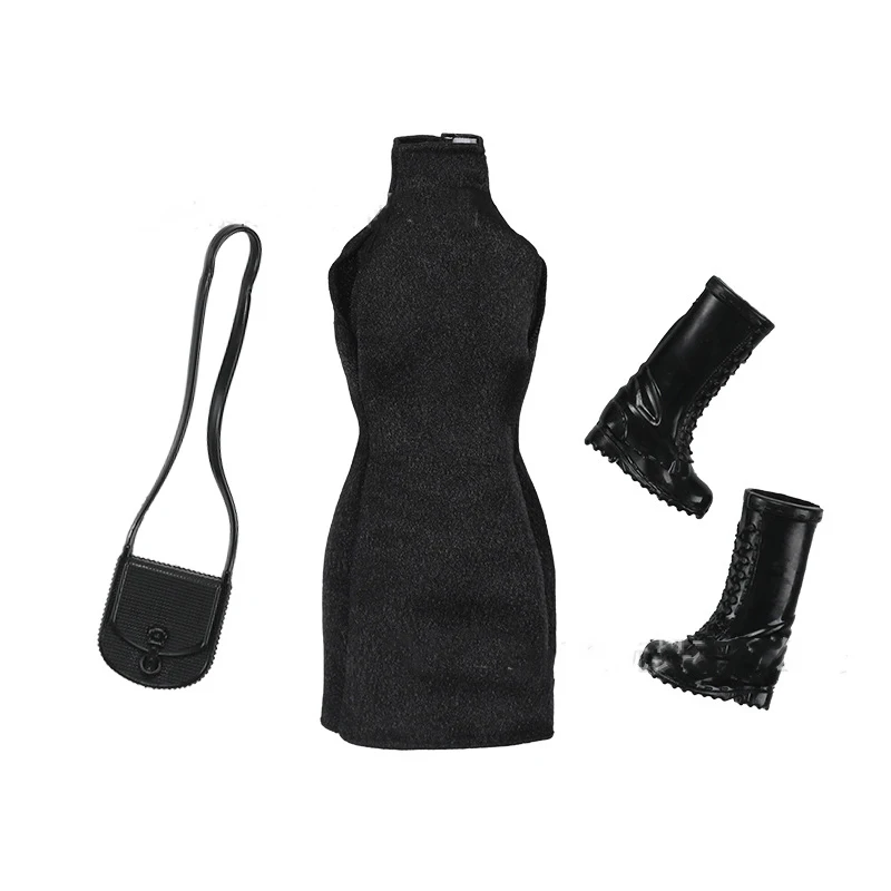 새로운 30cm 인형 블랙 시리즈 드레스 의류 패션 드레스 11.5인치 인형 옷 1/6 BJD 인형 드레스업 가방 액세서리 DIY 장난감