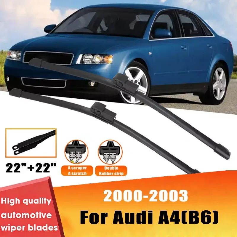

2pcs Wiper Front Wiper Blades Set For Audi A4(B6) 2000 2001 2002 2003 Windshield Windscreen Window 22"+22"Car Accessories