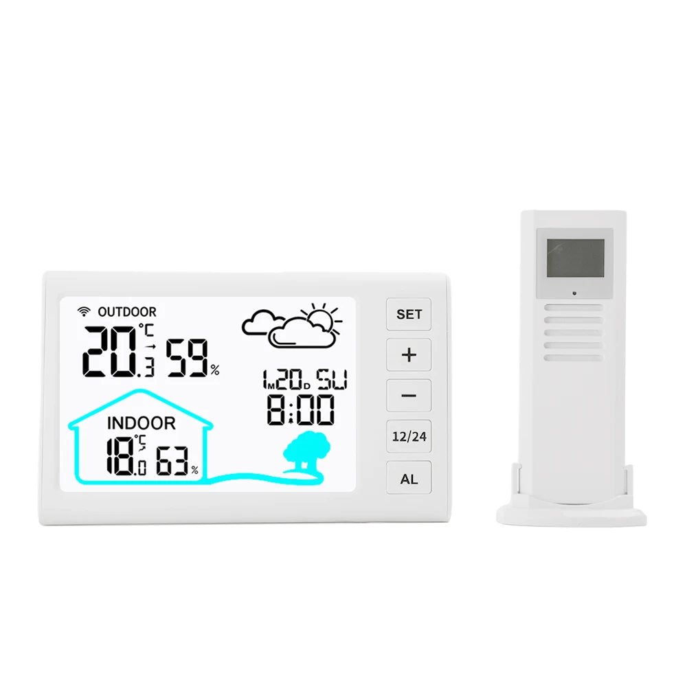 Imagem -05 - Termômetro Digital sem Fio Higrômetro Indoor Outdoor Estação Meteorológica Temperatura Sensor Monitor com Relógio Smart Home