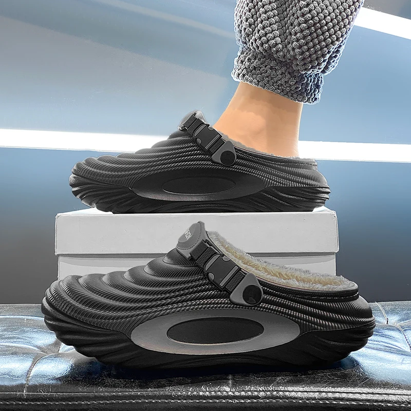 موضة جديدة نعال من القطن الرجال شتاء دافئ المنزل أحذية قطنية مقاوم للماء حذاء للحديقة داخلي الانزلاق على أحذية موجزة #1
