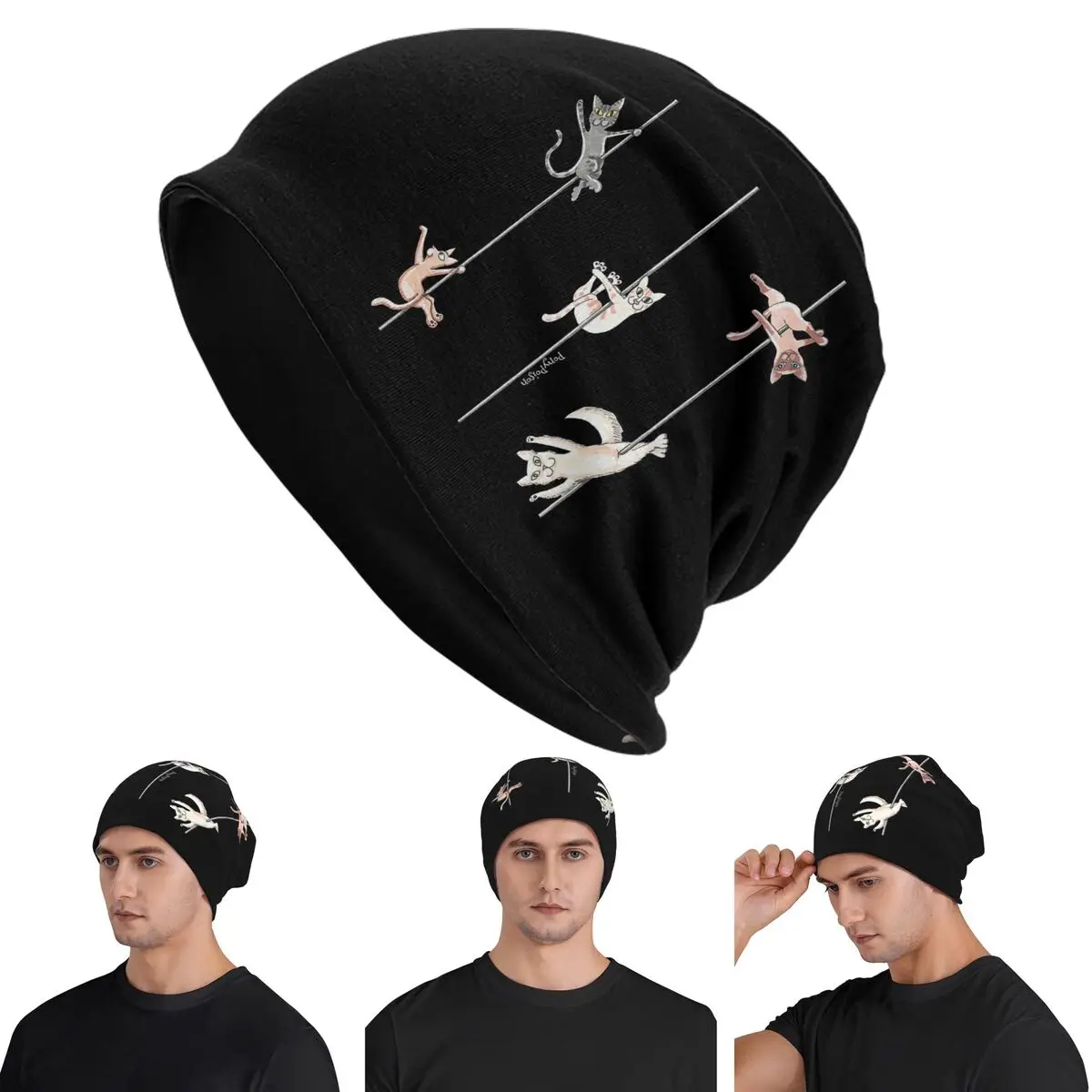 

Pole Kittens At Play Skullies Beanies Hats Warm Autumn Winter Outdoor Cap Knitted Bonnet Caps for Men Women Adult