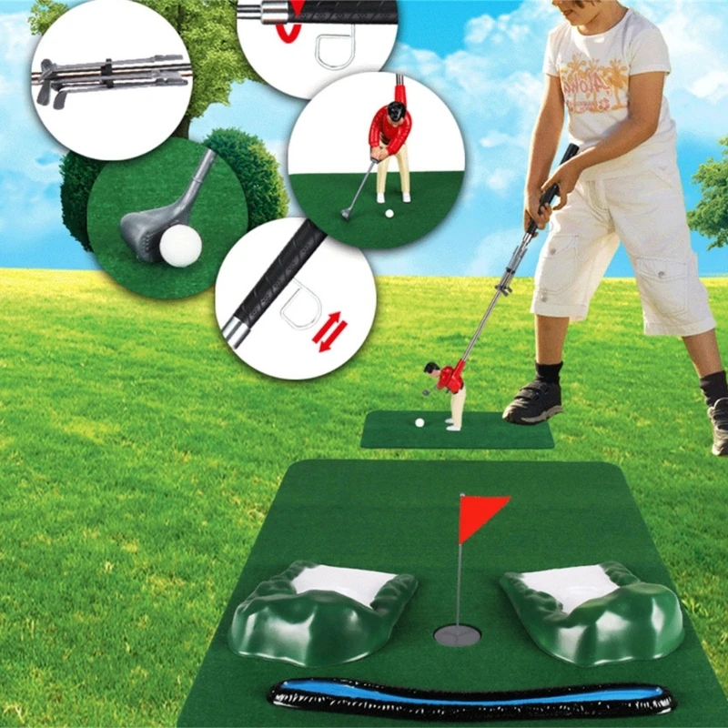 Golf Game Set Putting Mat Indoor Outdoor Golf Putters Putting Green Practice Training Aids Golf Gift For Office And Home