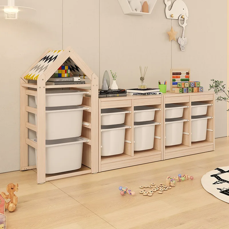 Mushroom Forest Toy Storage Rack Picture Book Rack Baby Shelf Solid Wood Household Floor Children's Bookshelf Storage Cabinet