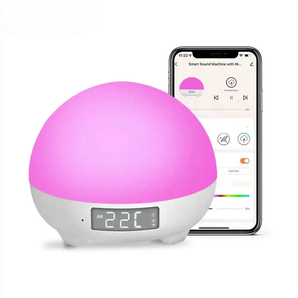 Máquina portátil de sonido de ruido blanco para bebé para dormir con luz nocturna 34 sonidos relajantes para bebés, niños y adultos