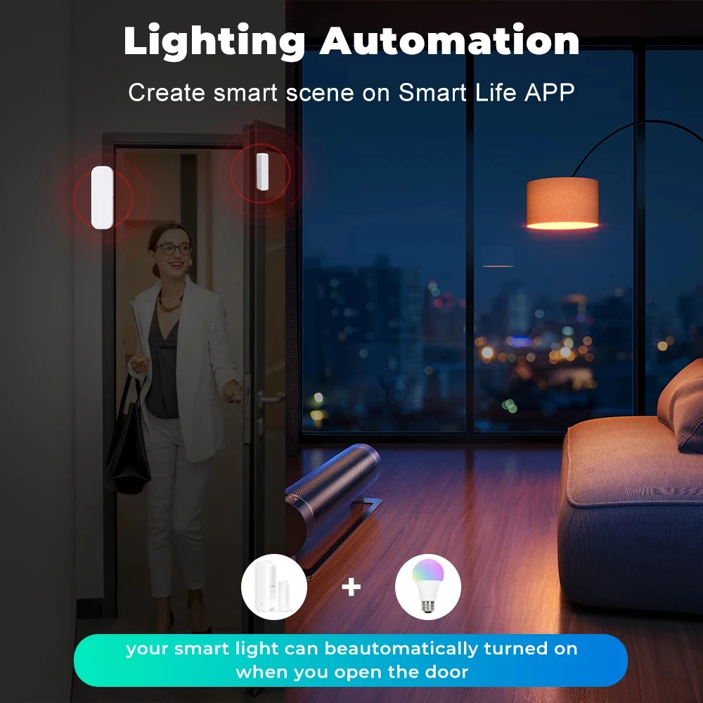 Tuya Zigbee 스마트 도어 윈도우 센서 자기 보안 알람 스마트 라이프 APP 원격 모니터 필요 허브는 Alexa Google 홈과 함께 작동합니다.