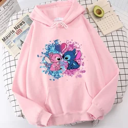 Disney Pattern Loose Male Sweatshirts Pocket Daily Cartoon Stitch Print Cozy Clothing Men Hoodies Autumn Winter Popular Pullover