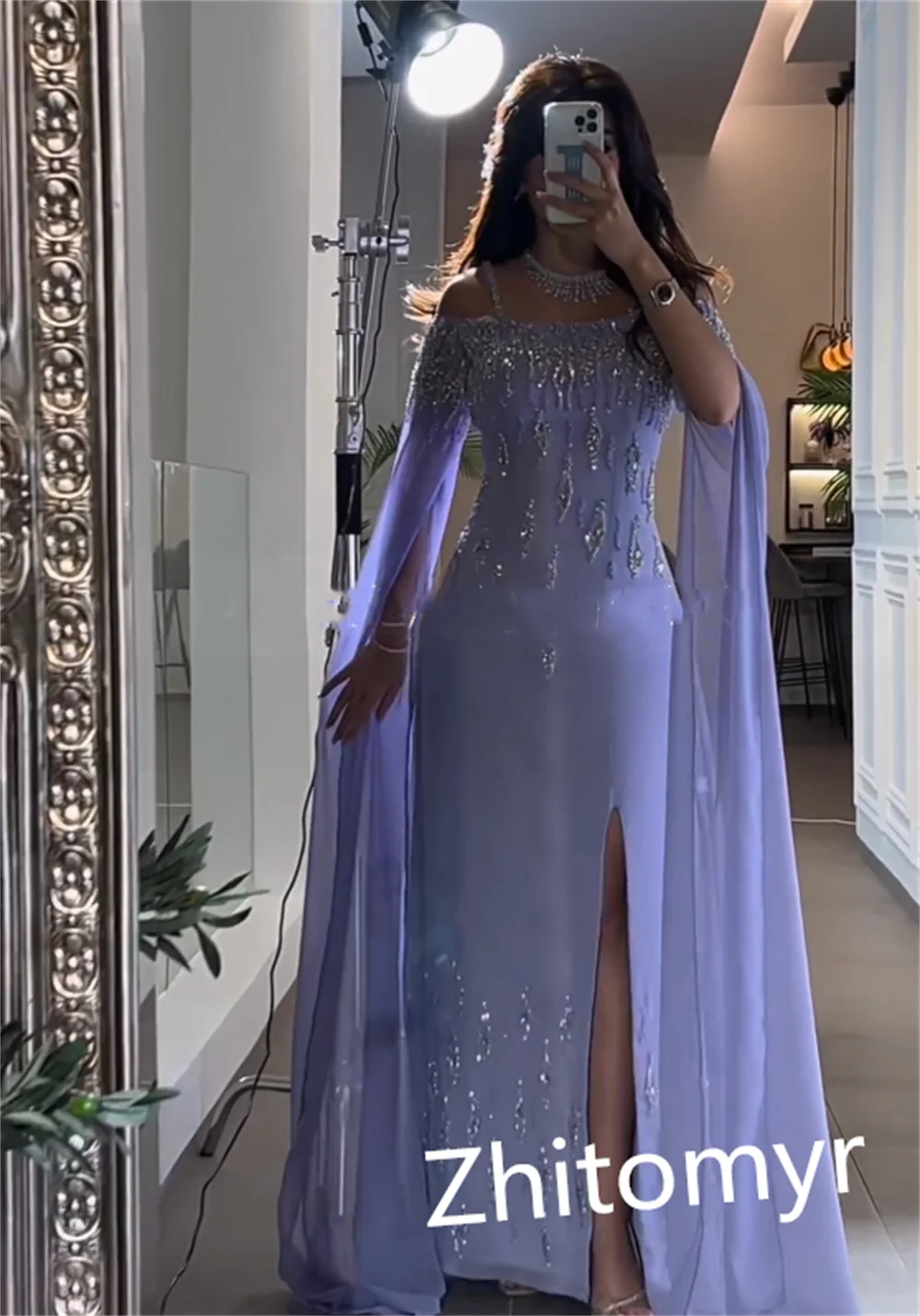 Personalizado chiffon beading drapeado plissado noite a linha fora do ombro vestido de ocasião sob medida vestidos longos