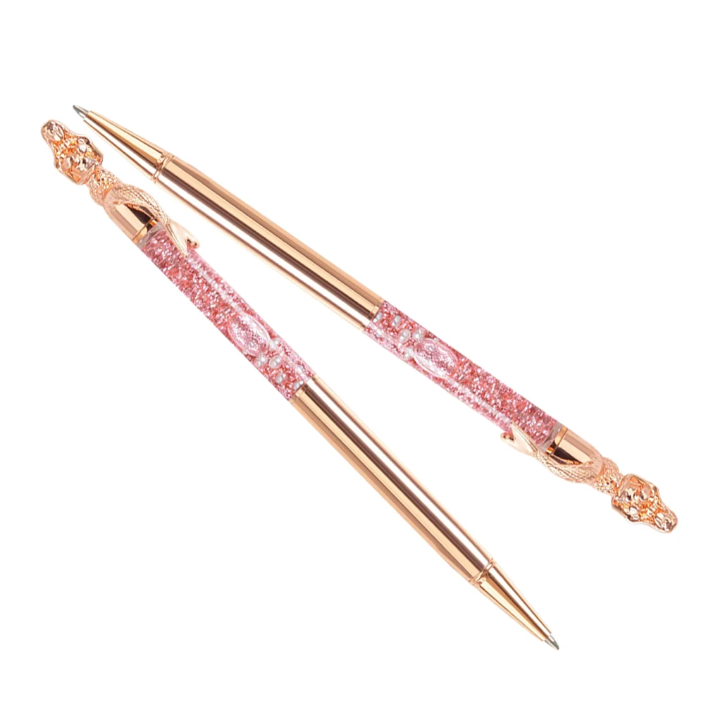 

2 Pcs Rose Gold Metallic Mermaid Shape Ballpoint Pens 1 0mm Portable Writing Supplies Office Stationery Gifts