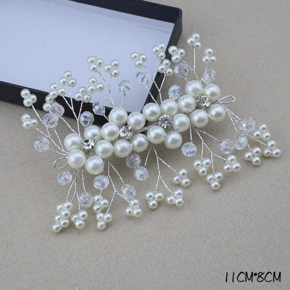 

Pearls Rhinestone Bridal Hair Comb Handmade Crystal Wedding Accessories for Bride Bridesmaid Party Hairpiece Wedding Hair Comb