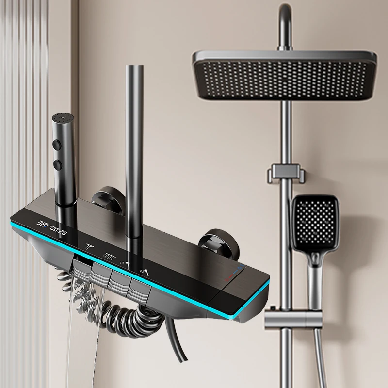 

Приятная для всей семьи термостатическая дождевая душевая панель с цифровым дисплеем и ручной палочкой для безопасного и расслабляющего времени в ванне