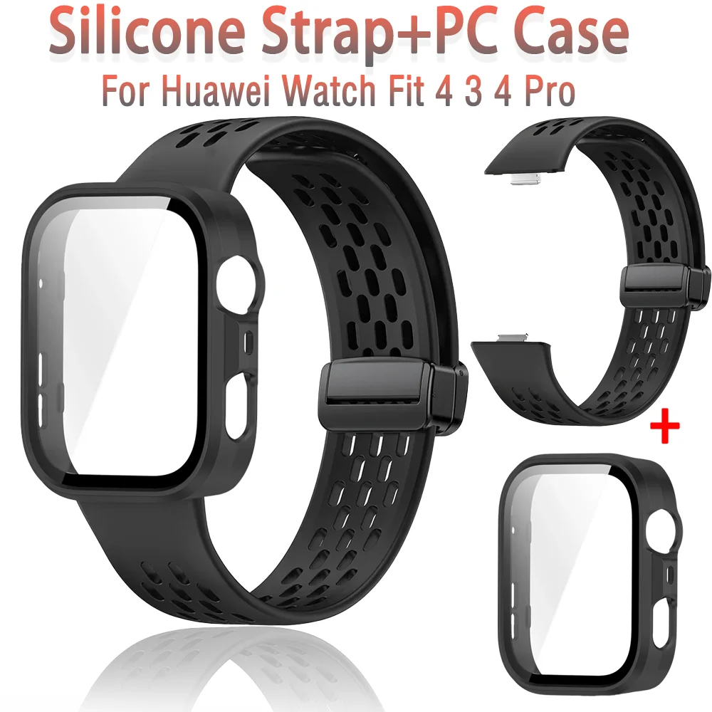 حزام سيليكون + حافظة لهاتف هواوي ساعة فيت 4 برو فيت 4 قطعة شل سوار رياضي معصمه ساعة هواوي فيت 3 4 ملحقات كوريا #1
