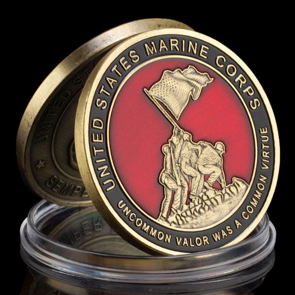 U.S. Marine Corps Uncommon Valor Was A Common Virtue USA Army Core Value Challenge Coin Collection Gift