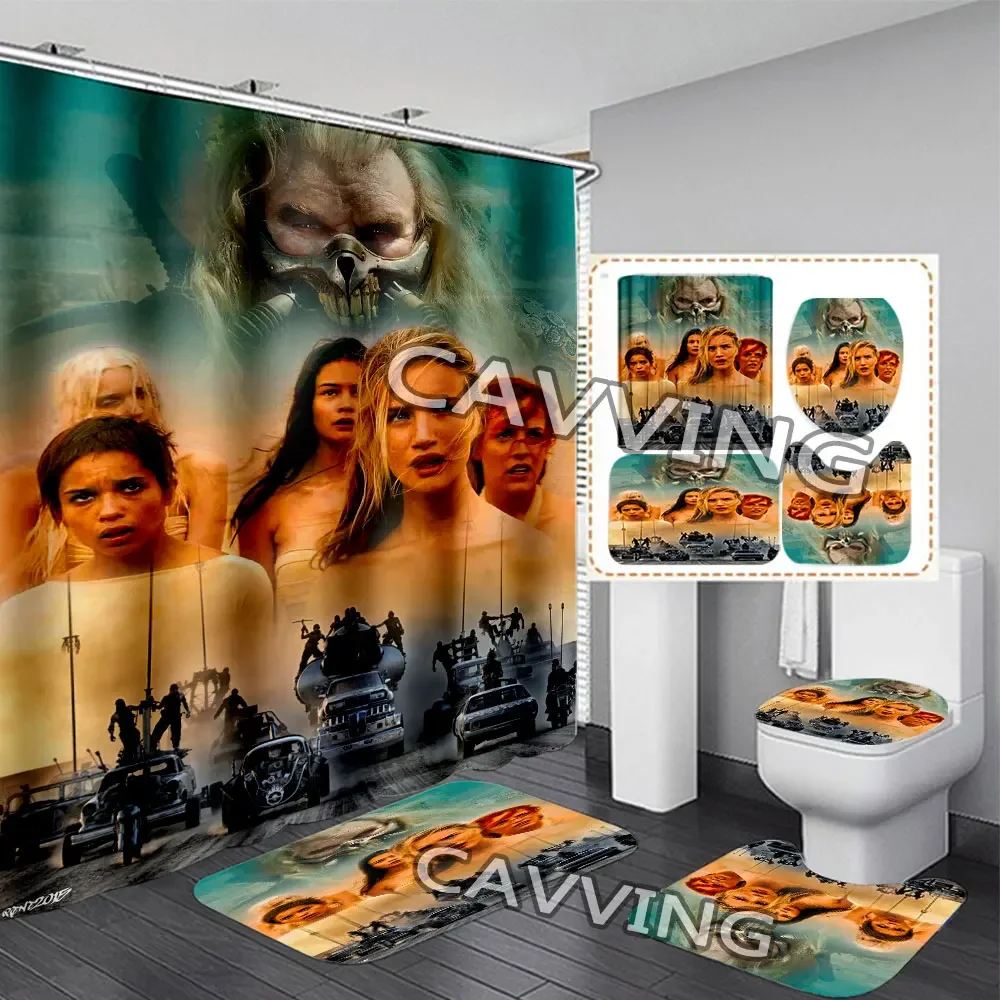 Mad Max 3D Printed  Shower Curtain Waterproof Bathroom Curtain Anti-slip Bath Mat Set Toilet Rugs Mats    K01