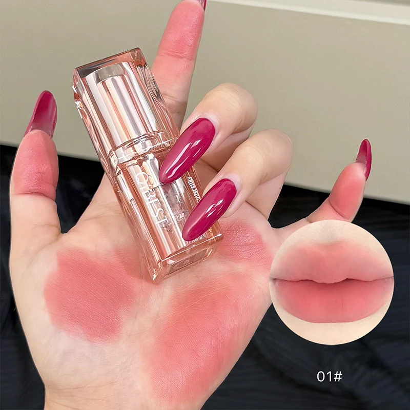 QIBEST Miękka Mousse w Płynie - Pomadka do Ust, Aksamitny Mat, Makijaż, Nie Klei Się, Lip Mud, Koreański Kosmetyk, Trwały Tint do Ust