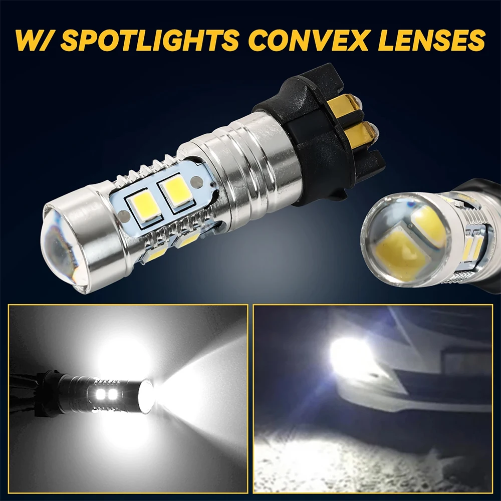 2Pcs PW24W PWY24W LED Bulbs 2835 LED Turn Signal Light DRL Daytime Lights DC 12V Universal Parking Light for Cars White CANBUS view 4
